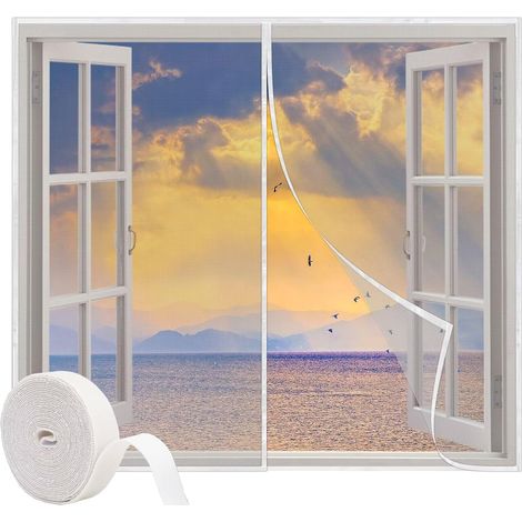 Moustiquaire de Fenêtre de Taille Personnalisée, 100x105cm Auto-Adhésive pour Moustiquaire, Blanche Remplacement de D'Insecte, Empêche Les Insectes Mouches Moustiques D'Entrer