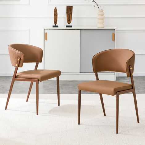MEUBLIV Juego de 2 sillas de comedor marrón con respaldo ergonómico, modernas (1/5)