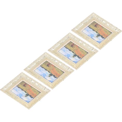 Ensemble de 4 peintures à l'huile pour maisons de poupées à l'échelle 1:12, décoration murale artistique, peinture miniature détaillée avec cadre de type 2. (1/5)