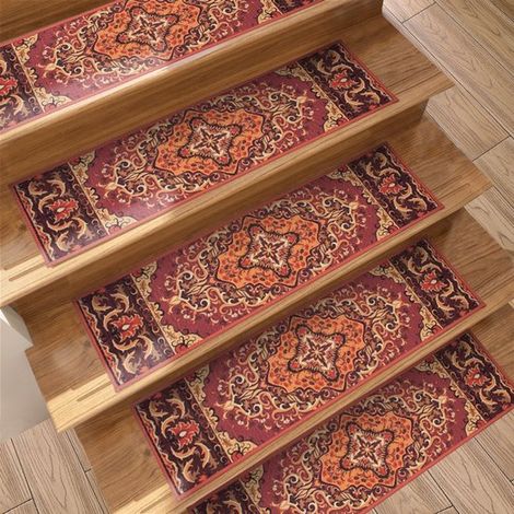 Juego de 15 peldaños estampados para escaleras — 76 x 20 cm — extraíbles, lavables, antideslizantes, autoadhesivos — para interiores — escaleras, cocinas, dormitorios, habitaciones de mascotas (1/5)
