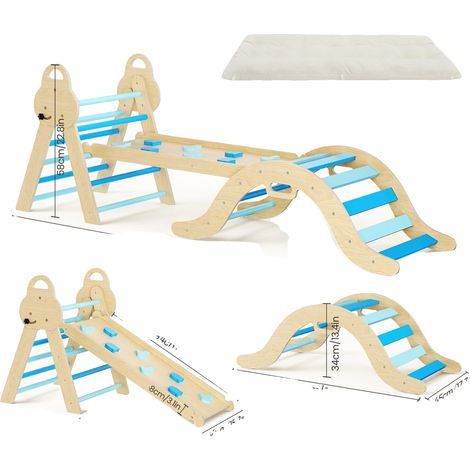 Aire de jeux pour enfants, ensemble d'escalade 7-en-1, toboggan réglable, comme pic-c (1/2)