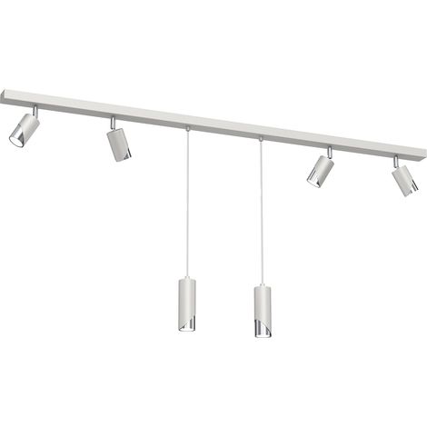 Rampe 150 cm 6 spots GU10 gris clair chrome Shift Luminex