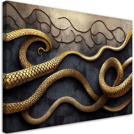 Tableau déco Serpent doré Abstraction 60x40 (1/5)
