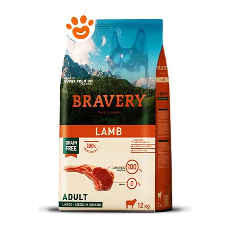 Bravery Dog Adult Medium Large Agnello - Sacco 12 Kg - Cibo Secco Cani