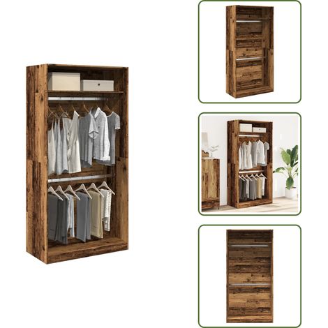 Kleiderschrank Altholz-Optik 100x50x200 cm Holzwerkstoff - Kleiderschrank - Kleiderschränke - Schrank - Kleider Organizer (1/5)