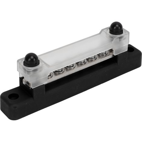 Barre omnibus à 6 bornes avec couvercle 48 V 150 A, bloc de distribution électrique à 2 goujons pour voiture, bateau, caravane, camping-car, noir (1/5)