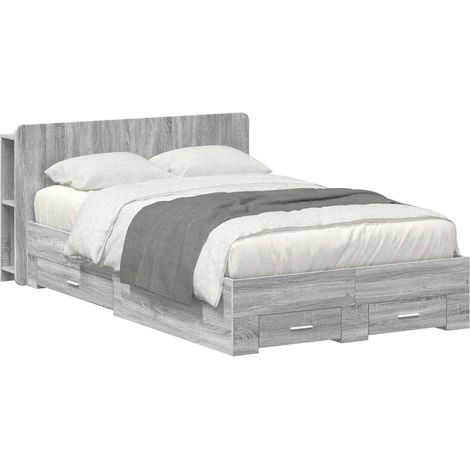 vidaXL Cadre de lit avec rangement Sonoma gris 120 x 190 cm (1/5)