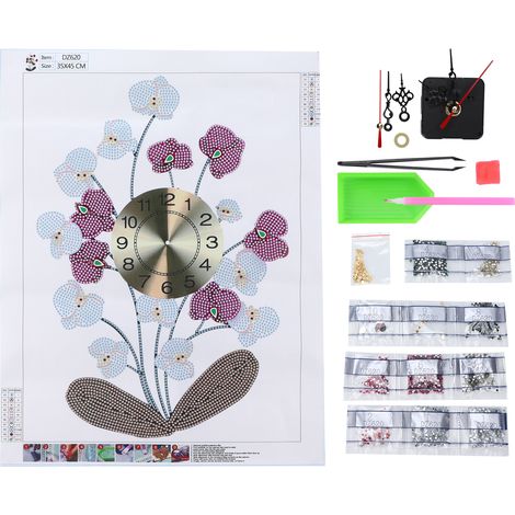 DIY Rhinestones Painting Clocks Pattern Crystal Embroidery Picture Decoration Kit (1/5)