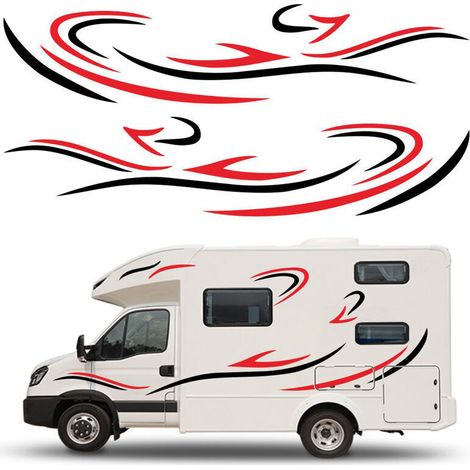 VURAHOME - Autocollants graphiques latéraux de carrosserie de camion pour camping-car caravane camping-car rouge (1/5)