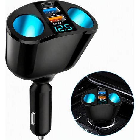 Double Prise Allume Cigare 12V, 120W Multiprise Allume Cigare (1/5)