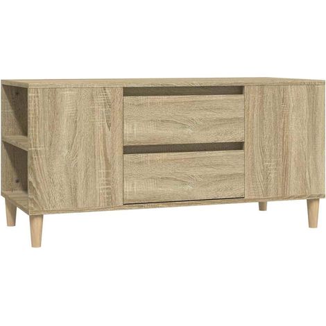 Meuble TV avec rangements et tiroirs bois d'ingénierie chêne sonoma 102 x 44,5 x 50 cm (1/5)