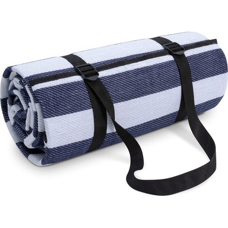 Home Picnic Blanket Camping Blanket Beach Waterproof With Carrying Handle Light Compact Portable Insulated, Colour:Blue-white, Size:200x200cm (1/5)