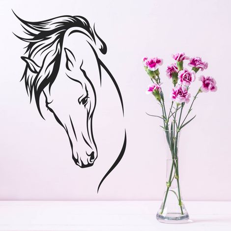 Sticker Mural - Tête de cheval - 17x27 cm - Noir (1/3)