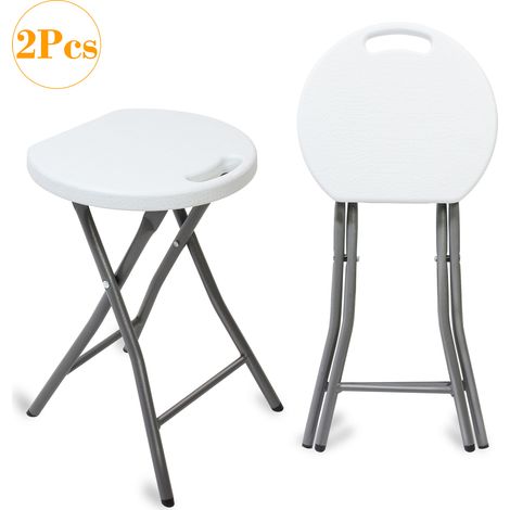 Tabouret Pliant Lot de 2 avec Poignée Plastique,Tabouret de Salle de Bain,Tabouret Pliant Extérieur pour Jardin,Camping,Tabourets de salon Pliant (1/5)