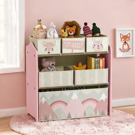 Étagère de rangement enfant 63 x 30 x 66 cm avec six bacs (1/5)