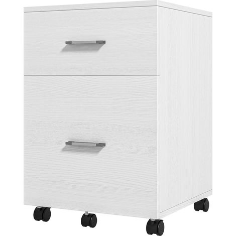 Classeur de bureau à 2 tiroirs, à roulettes, pour dossiers A4 ou Lettre, 39,5 x 39 x 58,5 cm, blanc (1/5)