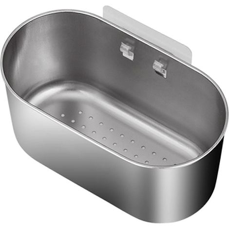 Égouttoir d'évier en acier inoxydable, filtre à œufs et coquilles d'œufs, organisateur de rangement pour étagère de cuisine, passoire argentée (1/5)