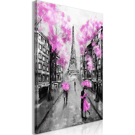 Tableau Paris Rendez-Vous (1 Part) Vertical Pink - 60 x 90 cm (1/3)