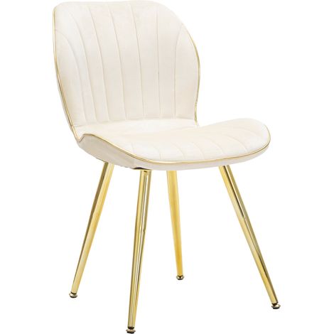 Sedia Bohinj, 2 Sedie, Rivestimento in Velluto, Imbottito, Bianco Crema