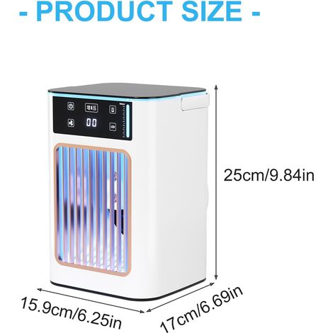 climatiseur mobile sans évacuation,conditionné USB 3 vitesses 7 LED,pulvérisation,maison, bureau, dortoir,Mini climatiseur(Blanc) (1/4)