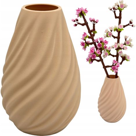 Lego-Vase für Blumen, künstliches Gras, dekorativ, modern, beige, 14 cm (1/5)