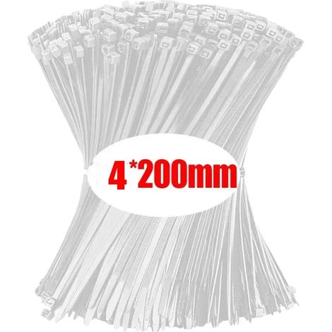 Kabelbinder, selbstsperrendes Design, vielseitige Anwendungen, Weiß(4x200mm), 300Stück-a (1/2)