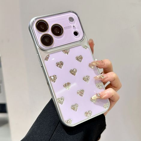 Coque de téléphone brillante en forme de cœur (iPhone 16), protection antichoc avec cadre (1/5)