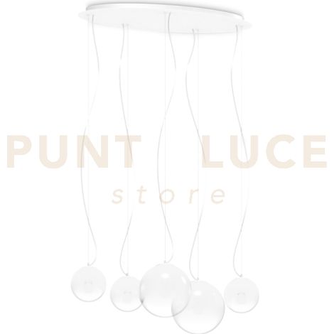 MAPA CLEAR LAMPADARIO SOSPESO IN VETRO OPALE 5 LUCI ATTACCO E27