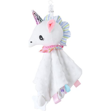 Couverture douce licorne blanche, poupée apaisante, couverture de sommeil pour bébé, mouchoir en tissu (1/3)