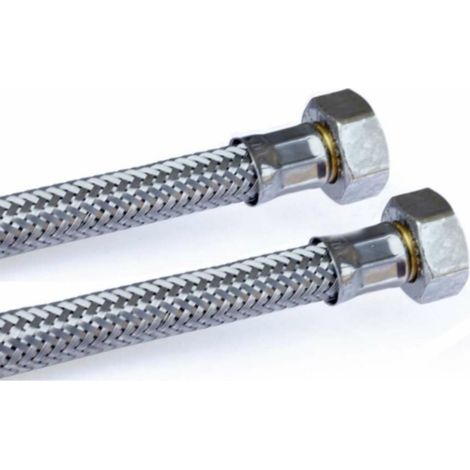 ATTACCHINO FLESSIBILE PER MONOCOMANDO 500MM - RACCORDO F1/2- F1/2 - IN ACCIAIO INOX