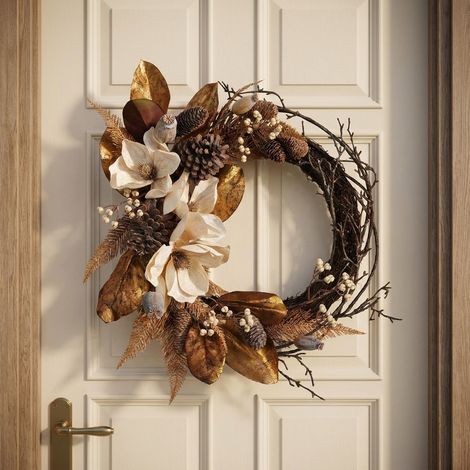 Magnolia Pinecone Rustic Semi Door Wreath (1/2)