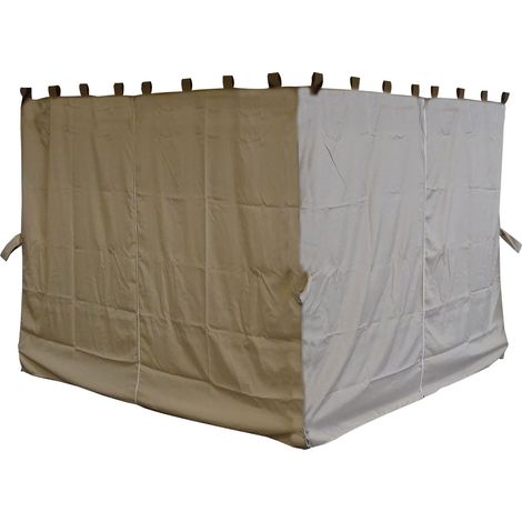 4 Seitenteile für Pavillon Nizza 3x3m Seitenwand Sand (1/5)