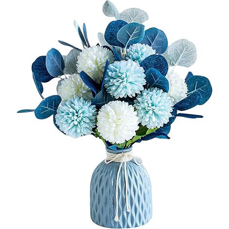 Bouquet d'hortensias artificiels en soie fleurs et feuilles artificielles arrangement de sans vase pour décoration mariage d Plastique (1/3)