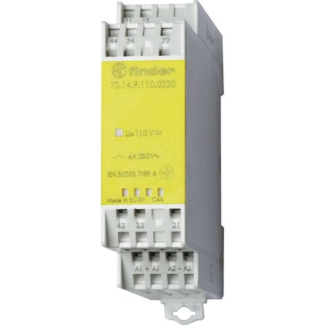 Finder 7S.14.9.024.4310 Relè di accoppiamento Tensione nom.: 250 V Corrente di commut. max.: 6 A 3 NA, 1 NC 1 pz.