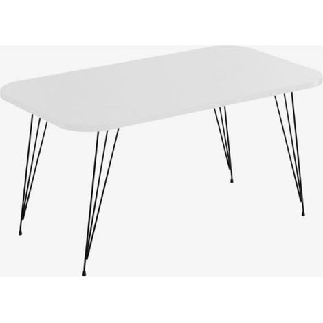 Tavolino rettangolare 90x50cm colore bianco e gambe nere - Reeta (1/2)