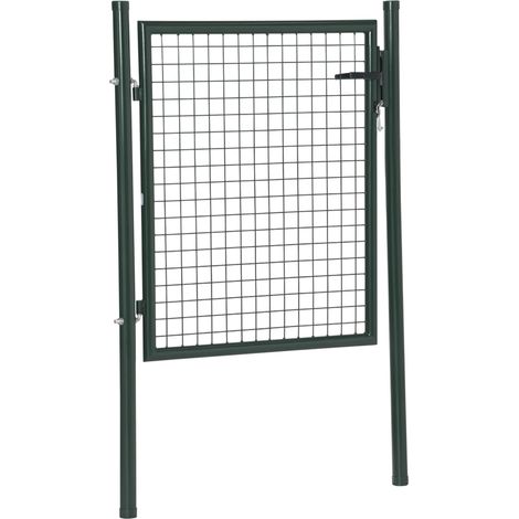 Portail de jardin en acier HOMCOM avec serrure, poignée et 3 clés, portillon extérieur pour terrasse, 97 x 150 cm, vert