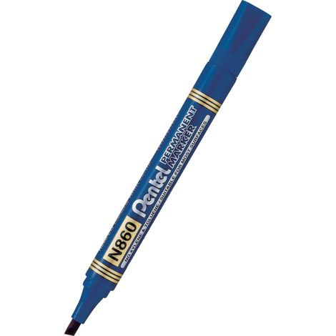 Rotulador permanente Pentel N860, punta biselada azul