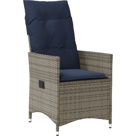 Maison Exclusive - Sedia da giardino reclinabile con cuscini grigia in polyrattan