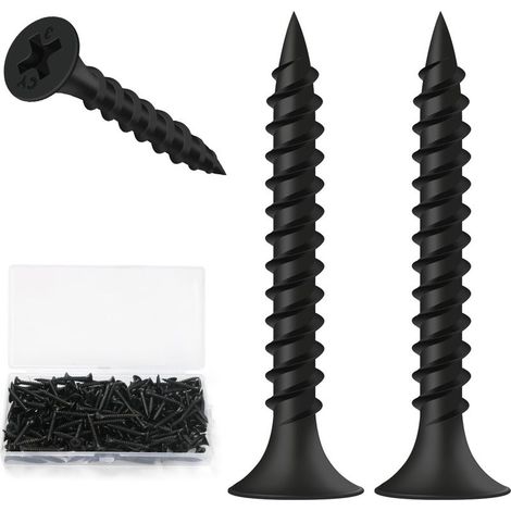 200 Stück – Placo-Schrauben – Trockenbauschrauben – Schnellbefestigung an Stahlprofilen – Schwarzer Senkkopf für Gipskarton und Metall – Schwarz – 3,5 x 30 mm
