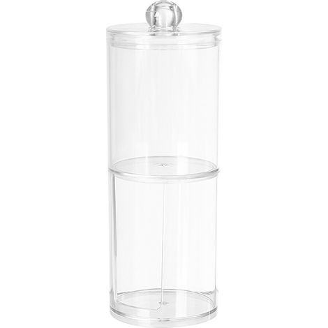 Porte-coton-tige rond transparent 2 étages en plastique pour salle de bain chambre (1/5)