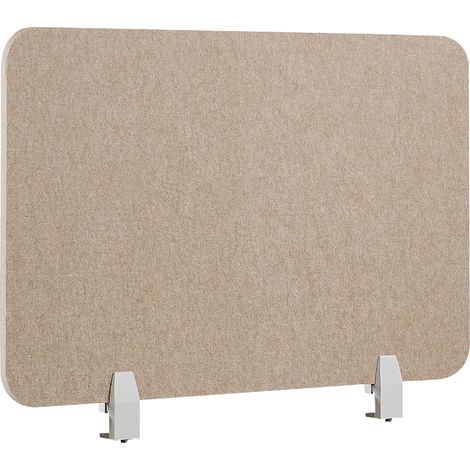 Panel separador acústico biombo escritorio PET abrazaderas de montaje tela tapizado 80 x 50 cm beige Split