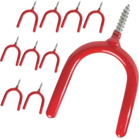 Lot de 10 crochets à visser pour rangement de jardin, abri de jardin ou garage. Crochets multifonctionnels robustes à fixation murale, revêtus de vinyle, pour outils de jardin, pelle, râteau, etc. (ro (1/5)