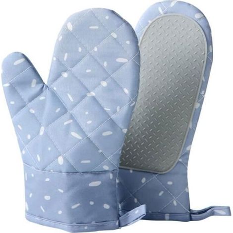 Gants de four - Non spécifié - 27x17cm - Silicone antidérapant - Lavable - 2 pièces bleu pastel bleu GANT DE CUISINE (1/4)