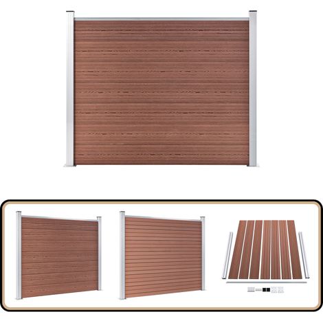 Panneau de clôture WPC 180x146 cm Marron - Clôture De Jardin - Clôture Résidentielle - Clôture Composite - Clôture WPC - Barrière De Jardin (1/5)