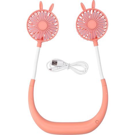 Ortviai Ventilateur Portatif Rechargeable USB pour Cou – Ventilateur de Refroidissement Portable en Plastique, Couleur Corail (1/5)