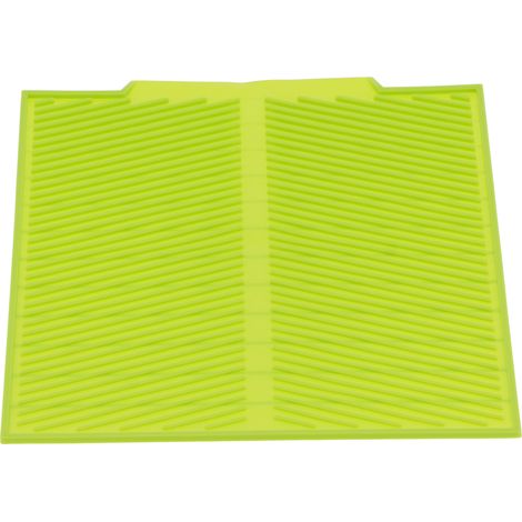 Tapis de séchage vaisselle 43x33cm Silicone alimentaire flexible résistant pliable réutilisable antidérapant pour évier cuisine, pratique nettoyage facile, Vert (1/5)