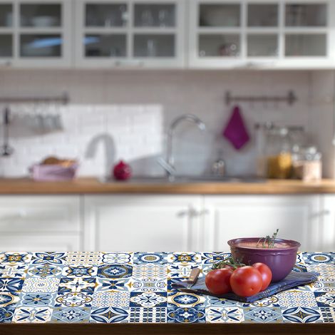 Stickers décoration Meuble - Sticker adhésif Cuisine Salon - 30 STICKERS CARRELAGES MEUBLE ZORA - 30stickers10x10cm (1/5)