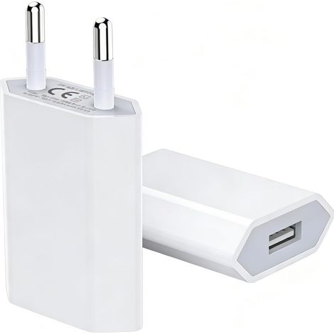 Lot de 2 adaptateurs secteur USB, alimentation USB 5 W, adaptateur secteur universel 5 V 1 A, chargeur compatible avec téléphones portables, appareils Android, montres connectées, casques audio, appar (1/5)