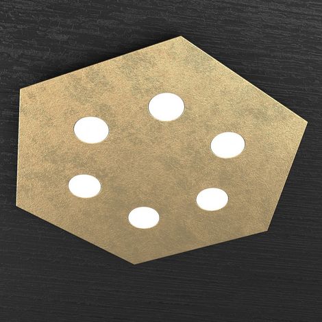 Plafoniera Industrial-Minimal Esagonale Hexagon Metallo Foglia Oro 6 Led 12X6W (1/4)
