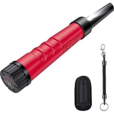 Détecteur de métaux professionnel – Haute sensibilité – Écran LCD – Rouge – Pinpointer – Précision (1/5)